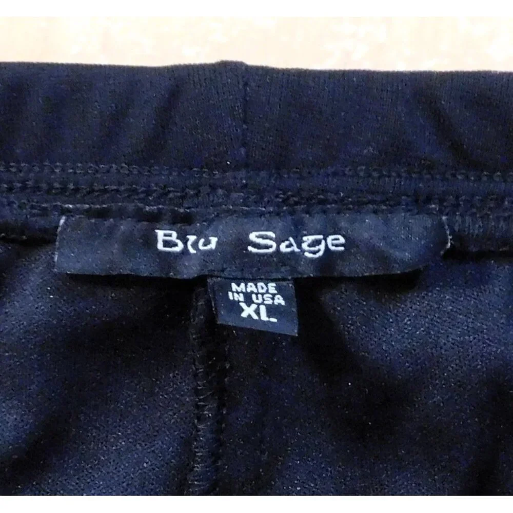 Blu Sage Dressy Pants Womens XL Black Wide Leg Sheer Overlay - Picture 8 of 9